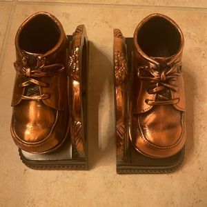 Vintage Baby Brass Shoe Bookends